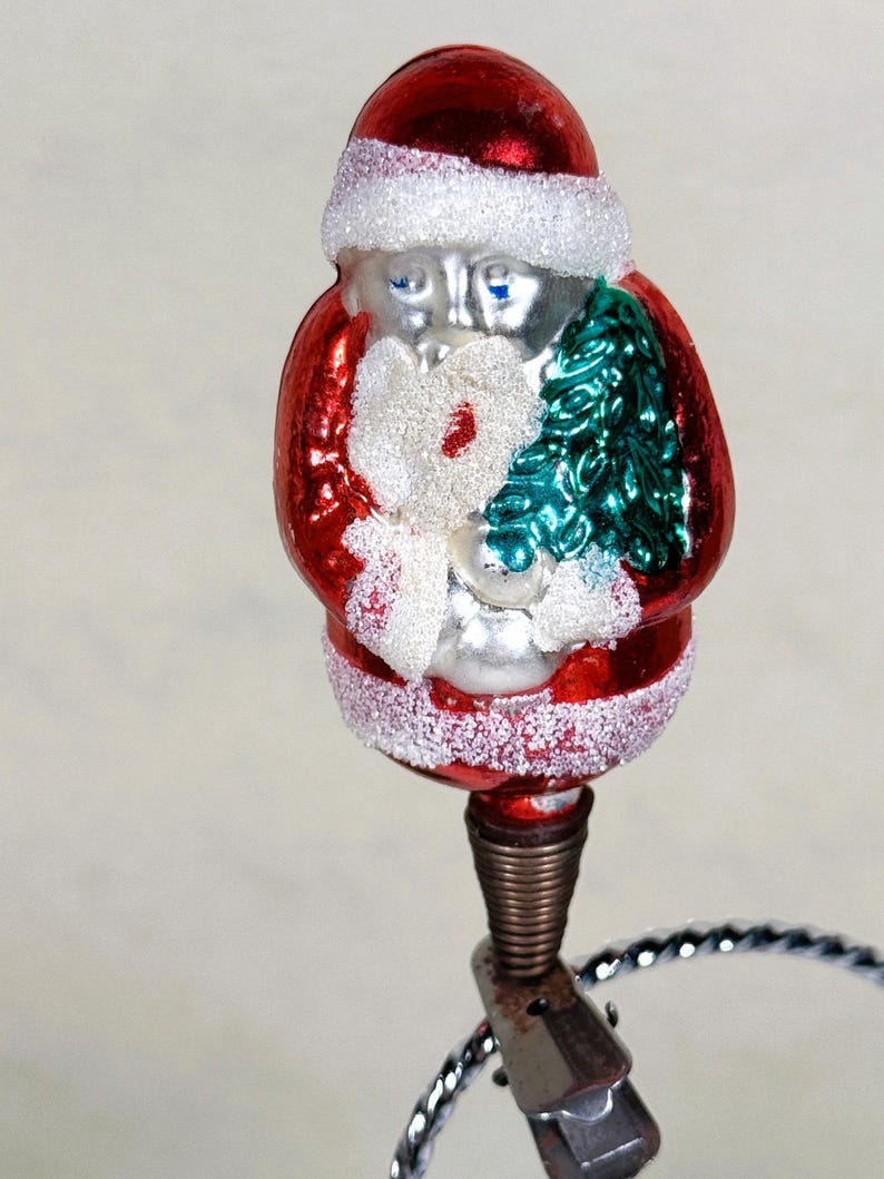Antique Clip-on Santa Claus Blown Glass Christmas Tree Ornament Spiral ...