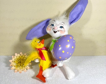 Annalee Osterfreunde - Häschen & Ente mit Lavendel Osterei 38 cm Filzplüsch - bewegliche Ohren