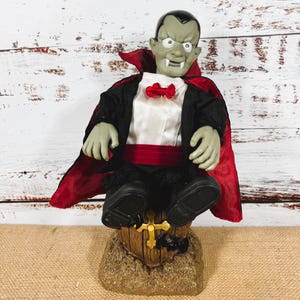 Vintage Gemmy 1998 Dracula animato che balla l&#39;ora di mezzanotte illuminato Halloween