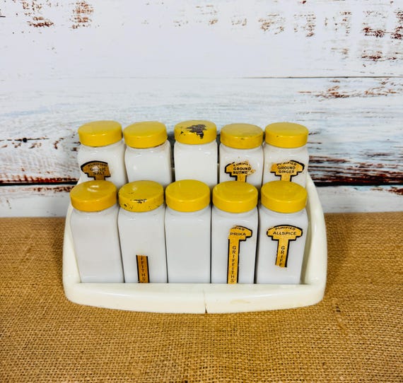 Griffith's Purified Spice Jar Set – Yellow Lids – Vintage Milk