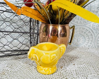 Fanny Farmer Yellow Rooster Egg Cup Vintage Studio Pottery Chicken Figurine Made in USA