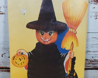 Paper Fantasies Witch JOL Schwarze Katze Honeycomb 11"Halloween Table Display 1990