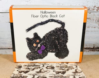 Vintage Fiber Optic Halloween Schwarze Katze Decor - JC Penney, Original Box