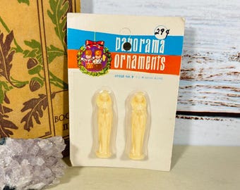 Vintage Hong Kong Panorama Ornaments Jungfrau Maria Set versiegelt 1960er Jahre Religiöser Weihnachtsdekor