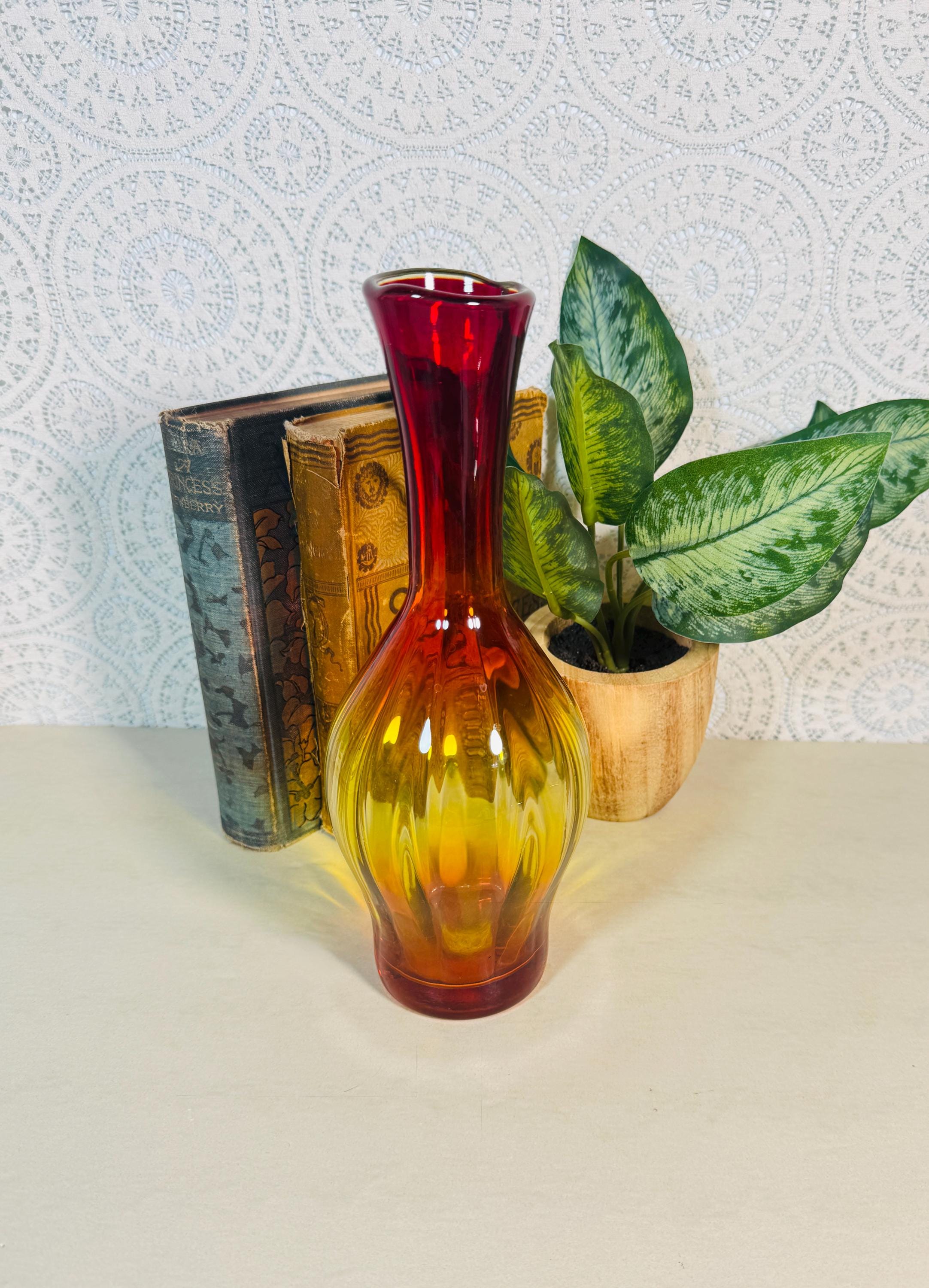 Blenko Amberina Glass Vase - Etsy