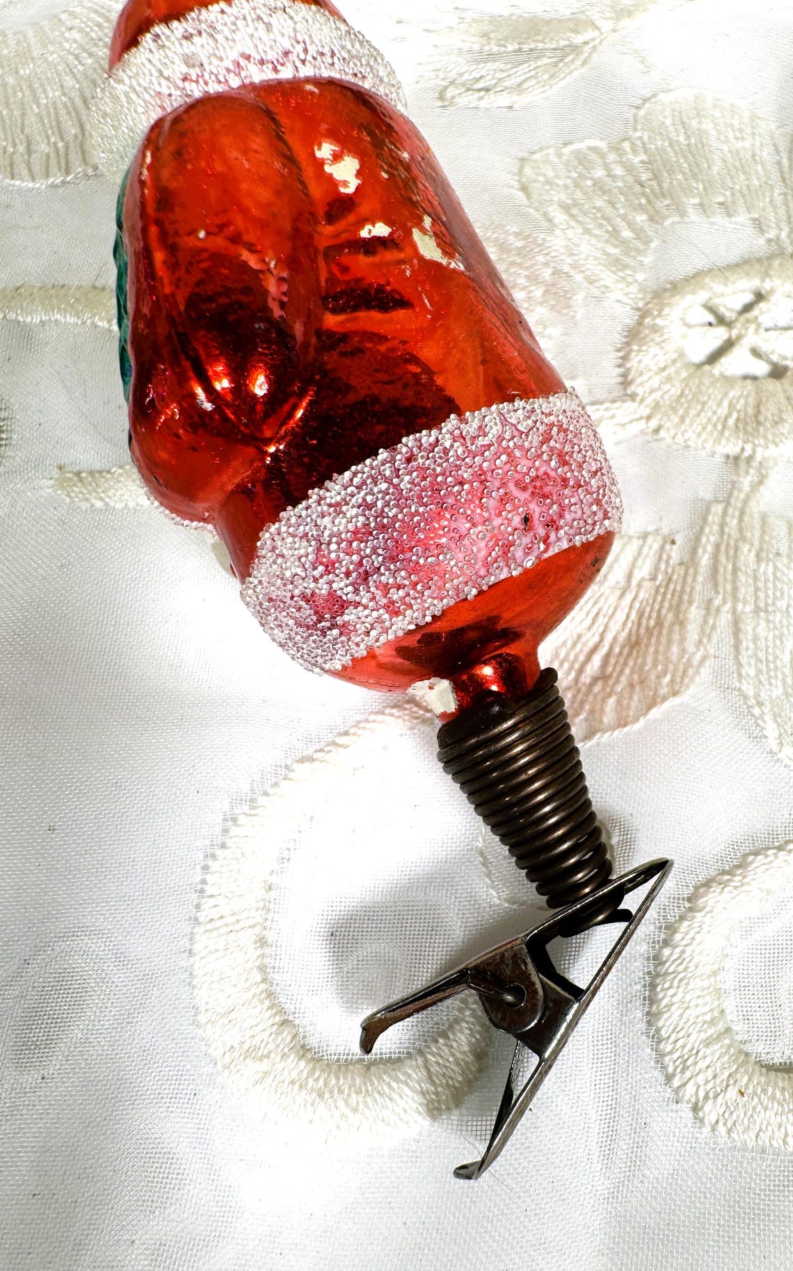 Antique Clip-on Santa Claus Blown Glass Christmas Tree Ornament Spiral ...