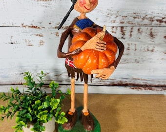 Vintage Paper Mache Thanksgiving-Figur: "Bountiful Ernte" Indianermädchen, Künstler signiert