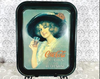Vintage Coca-Cola Tray – Lady in Hat – 1971 Reproduction – Retro Soda Advertising