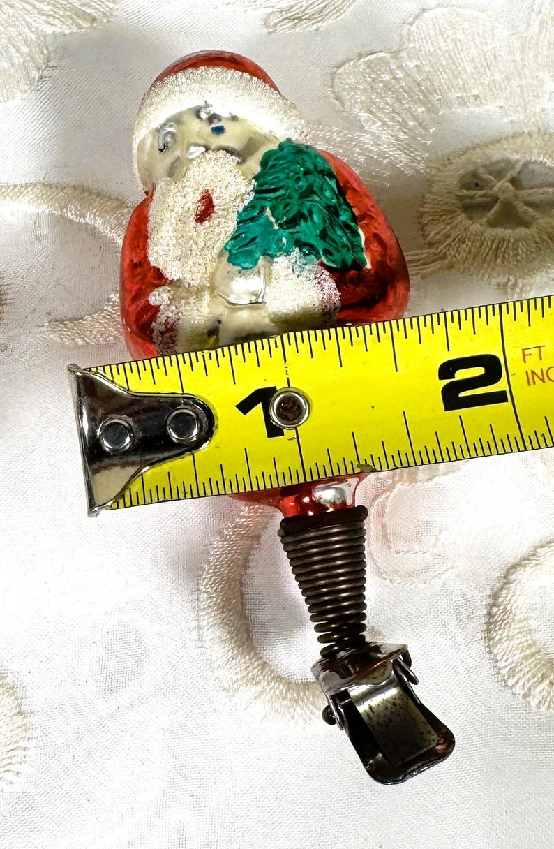Antique Clip-on Santa Claus Blown Glass Christmas Tree Ornament Spiral ...