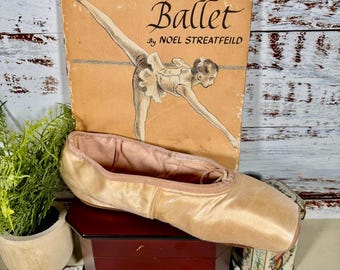 Vintage Capezio Duro Toe Pointe Shoe and 1950s Streatfeild Ballet Book Display Set