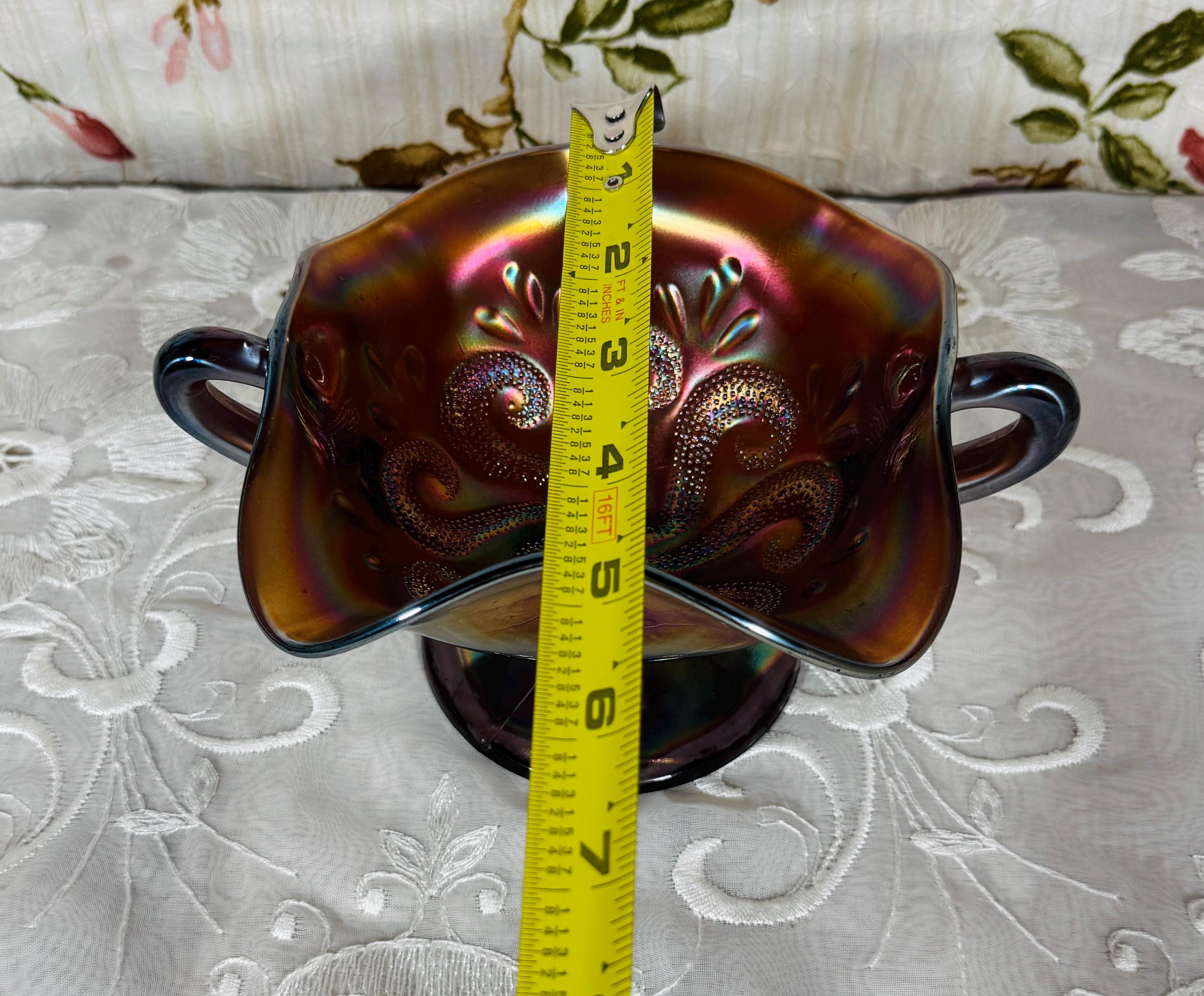 Antique Dugan Amethyst Carnival Glass Bon Bon Dish – Octopus