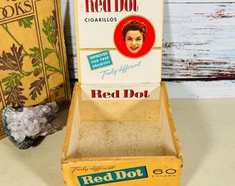 Vintage Red Dot Cigarillos 5 Cent Display Box 1940er - 50er Jahre Tabakwerbung