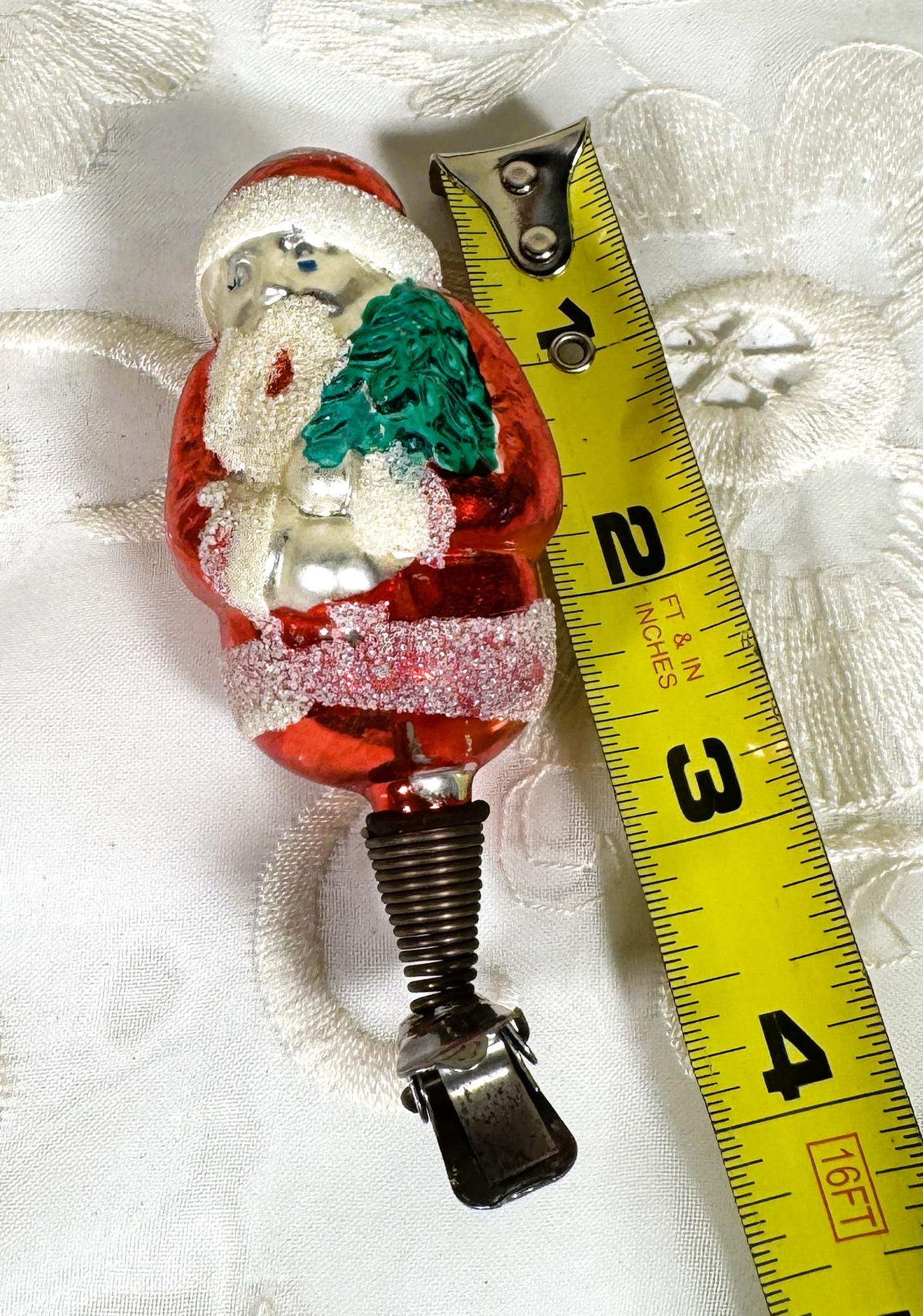 Antique Clip-on Santa Claus Blown Glass Christmas Tree Ornament Spiral ...
