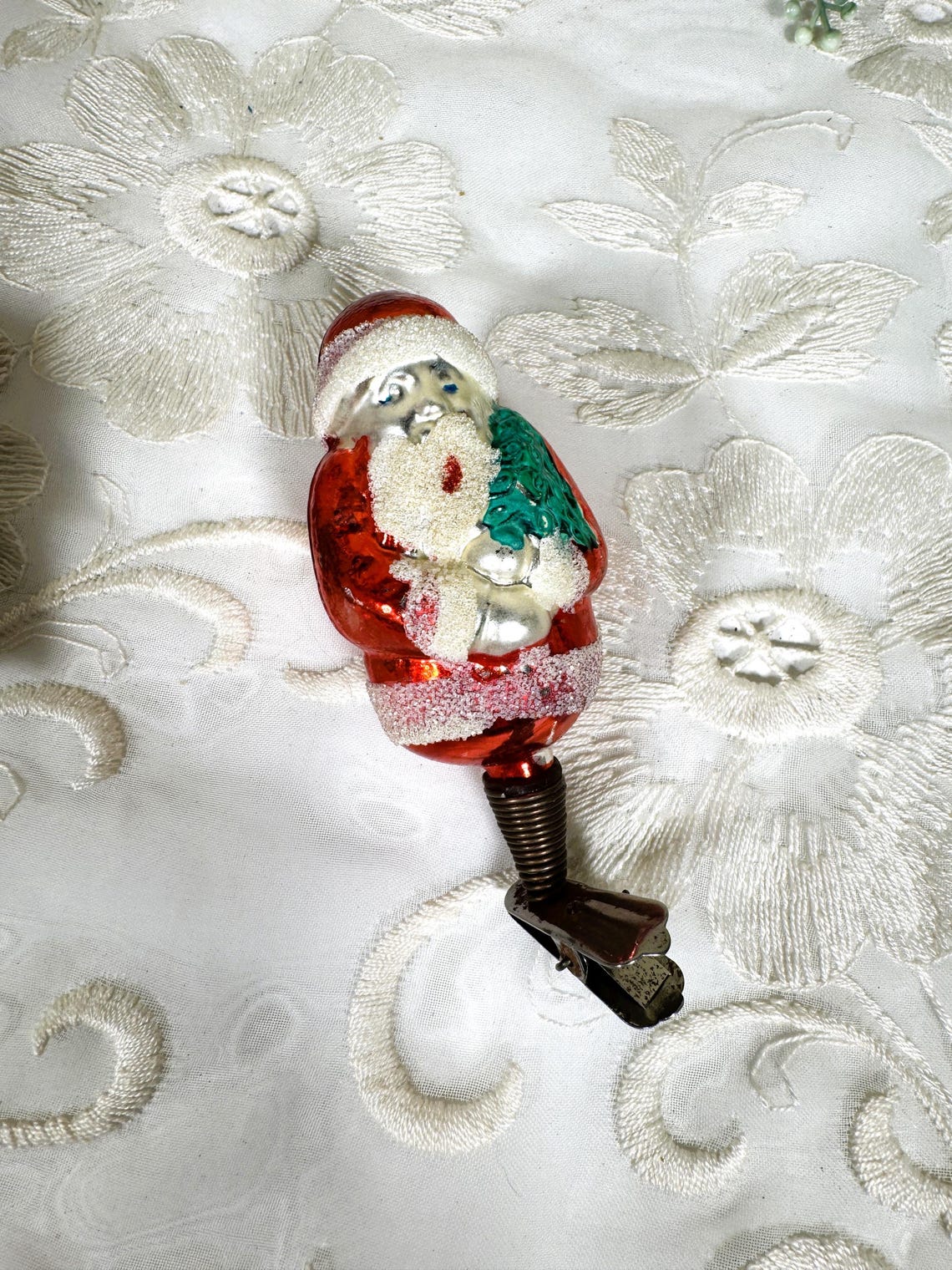 Antique Clip-on Santa Claus Blown Glass Christmas Tree Ornament Spiral ...