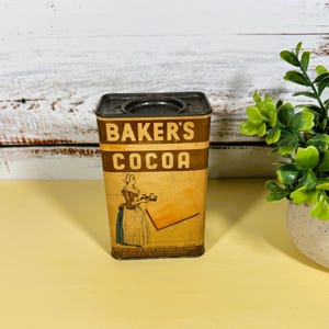 Lata vintage de cartón y papel para etiquetas de cacao Walter's Baker
