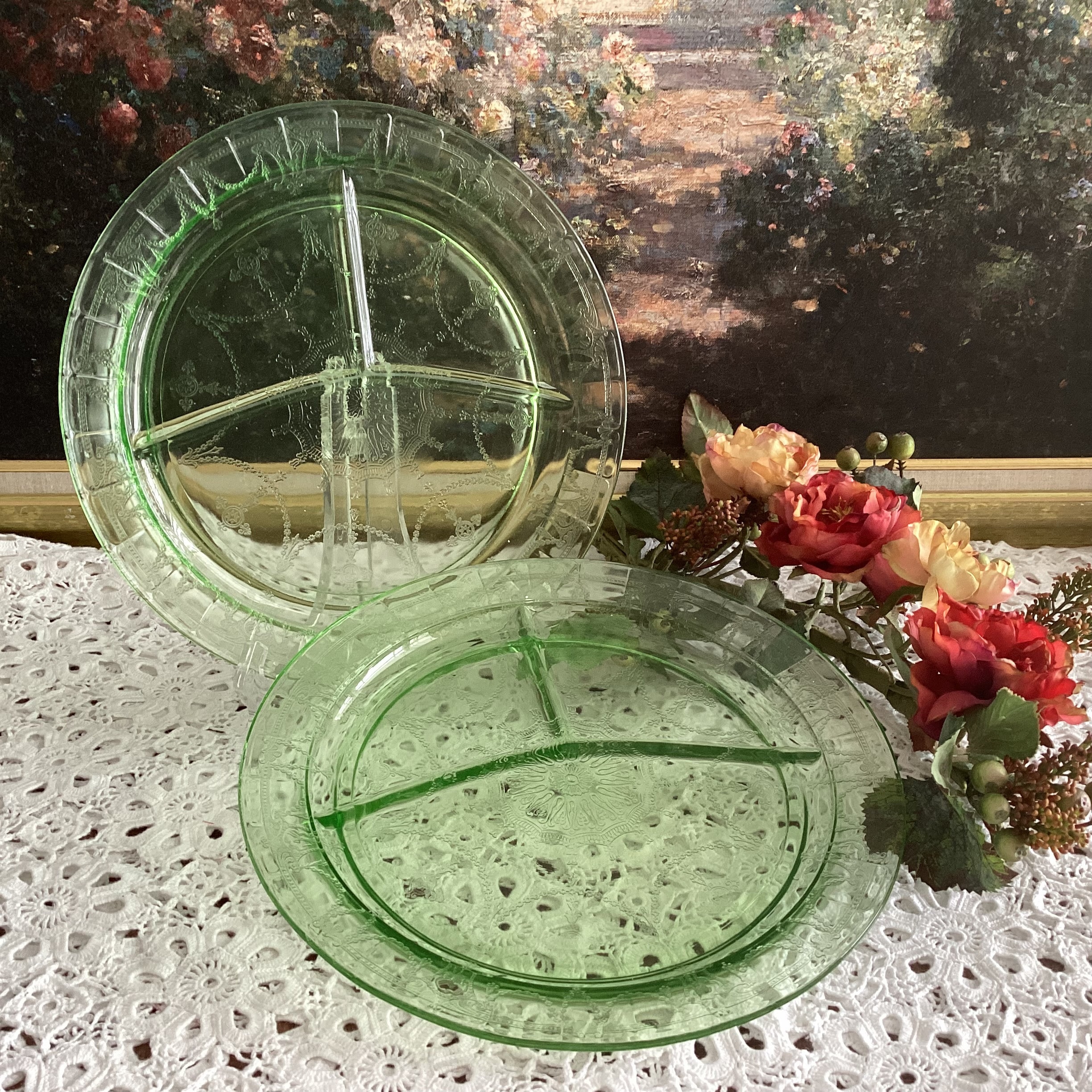 1930年代　アンカーホッキング　カメオグリーン　ウランガラス 1930年代 アンカーホッキング カメオグリーン ウランガラス