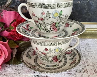 Johnson Brothers Indian Tree Tea Cup & Saucer Sets, English Ironstone (Set of 2)