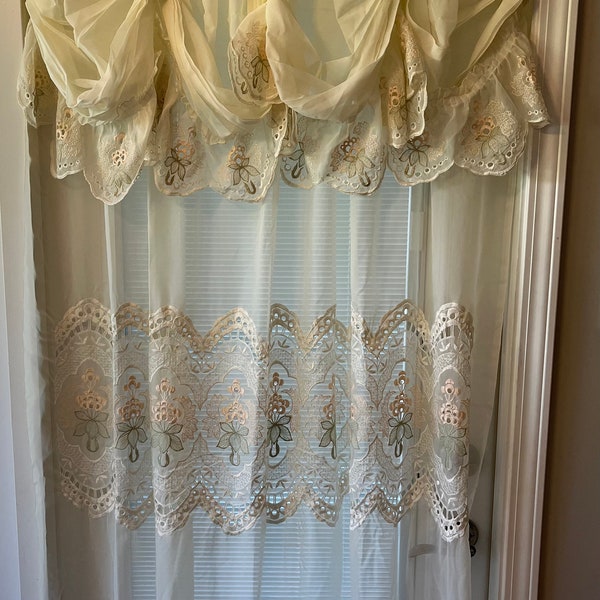 Vintage 1990’s Curtain Panels And Valances Elizabeth Gray LORRAINE Choice Of Sheer Embroidered Curtains And Valances