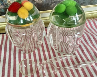 Vintage Acrylic Jam Jars With Spoons Set Of 2 Lucite Jelly Jars Retro Kitchen Fruit Preserves