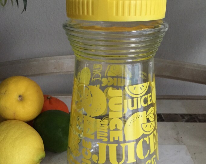Vintage Glass Juice Carafe 1 Quart Lemon Juice Jar Beverage Container Etsy