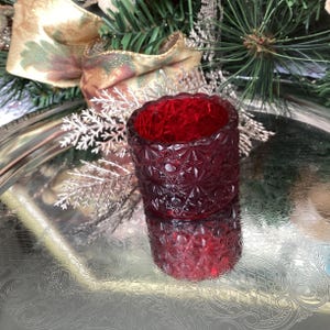 Vintage L G Wright Daisy And Button Open Salt Cellar Ruby Red