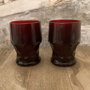 Vintage Georgian Ruby By Anchor Hocking 9 Ounce Flat Tumbler Replacement Beverage Glasses