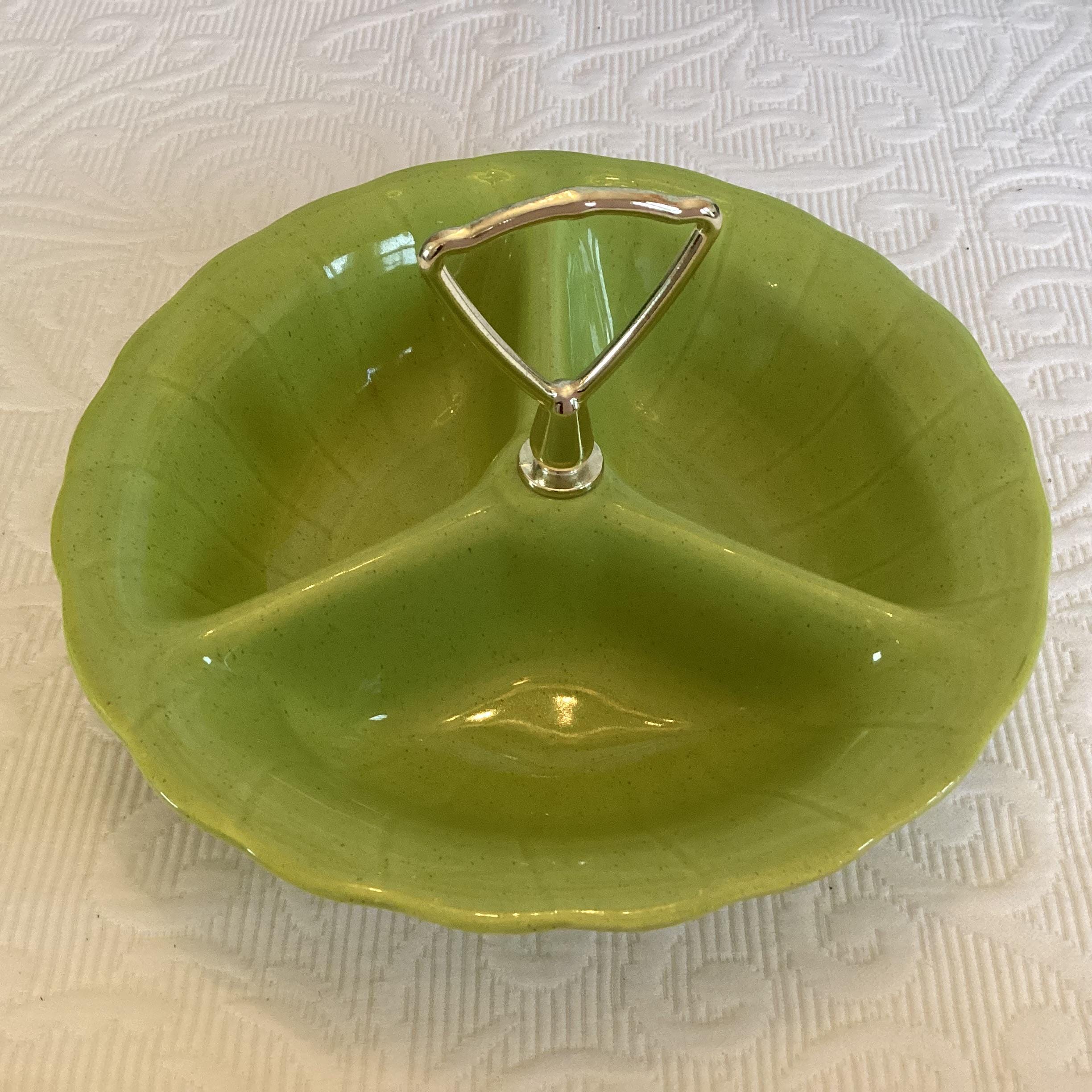 Vintage MCM California Pottery USA Ceramic Divided Serving Dish