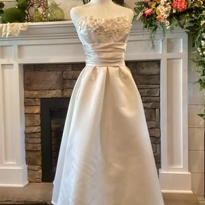 Wedding Dress Tea Length Bridal Gown Ivory Strapless Dress Size 16