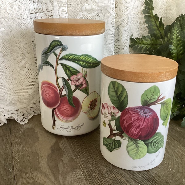 Vintage Portmeirion Ceramic Canister Set Fruit Canisters Set Of 2 Pomona Made In England