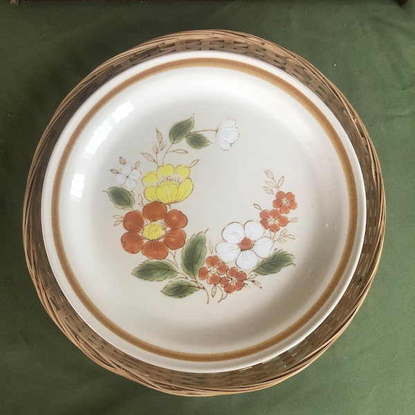 Vintage Stoneware Dinner Plate Mountain Wood Collection Trellis Blossom 1980's Microwave Oven Safe Floral Dinnerware Cottagecore Boho Chic