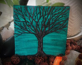 Teal Tree Canvas Panel