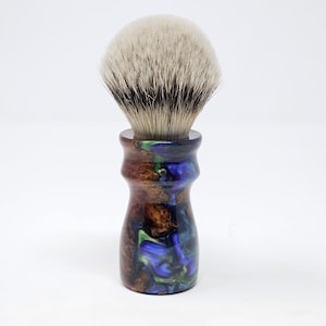560 - &#39;Galaxy Horizon&#39; Burl wood and resin 26mm Shaving Brush Handle