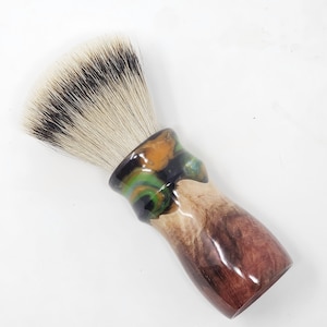 614 - &#39;Alien Sunset&#39; - Australian Red Mallee Burl wood with multi-colored resin  26mm Shaving Brush Handle