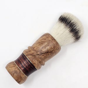 613 - &#39;Red Horizon&#39; - Madrone Burl wood 28mm Shaving Brush with Mexican Cocobolo inlay