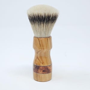 594 - Olivewood & Amboyna Burl Wood with Aluminum Inlays 26mm Shaving Brush Handle