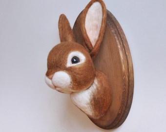 Brown Bunny Rabbit *Made to Order* - Faux Taxidermy - Needle Felted Wall Mount