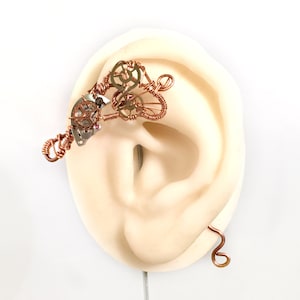 Copper Cogs Steampunk Wire Ear Wrap - Left Ear