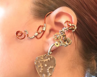 Copper and Cogs Guitar Pick  Wrap Ear Wrap - Left Ear