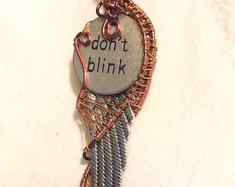 Don't Blink Copper Wire Wrap Pendant Weeping Angel
