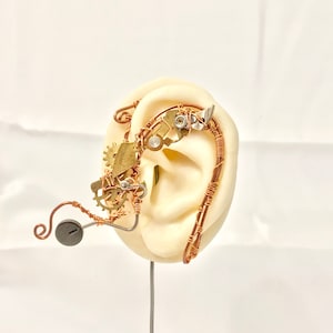 Copper and Cogs Steampunk Wire Ear Wrap - Left Ear