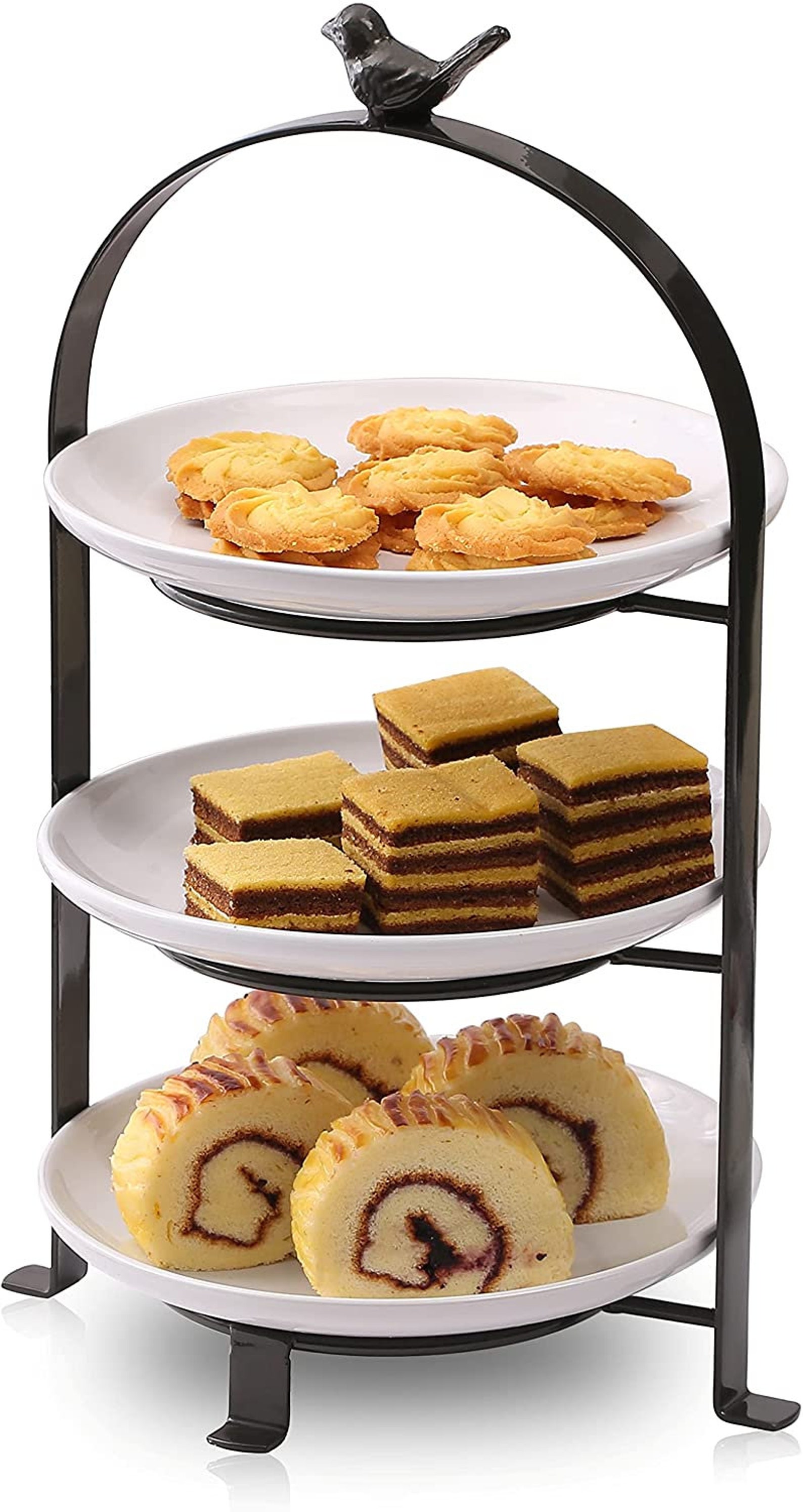 3 Tier Graphite Serving Plate Stand With Birdplates Included Etsy