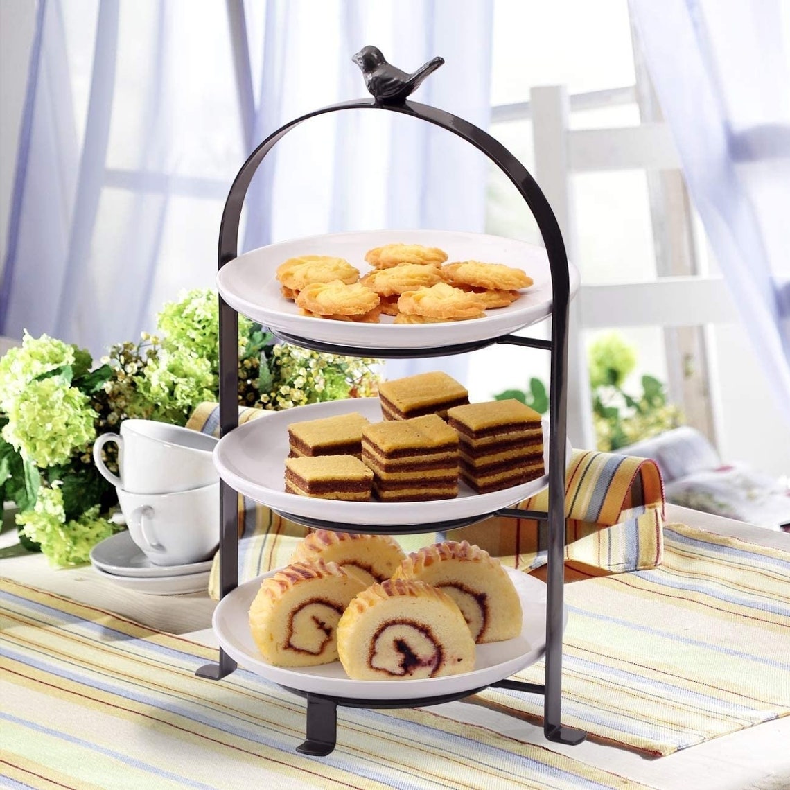 3 Tier Graphite Serving Plate Stand With Birdplates Included Etsy