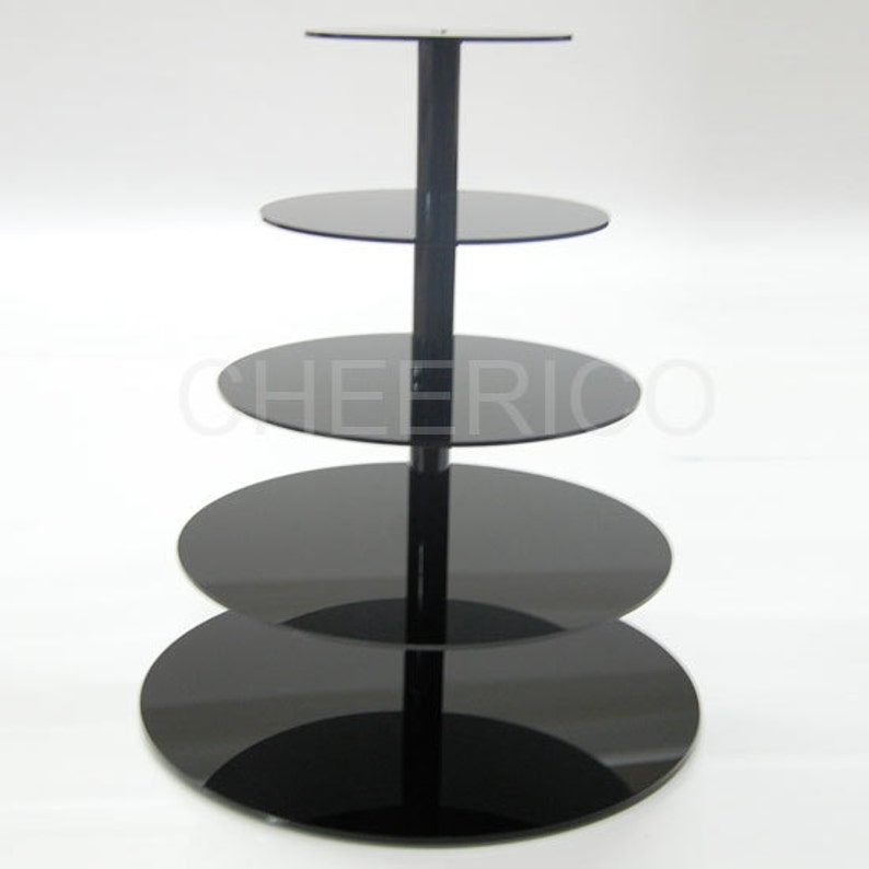 5 Tier Black Maypole Round Wedding Acrylic Cupcake Stand 5 Tier Black Maypole Round Wedding Acrylic Cupcake Stand