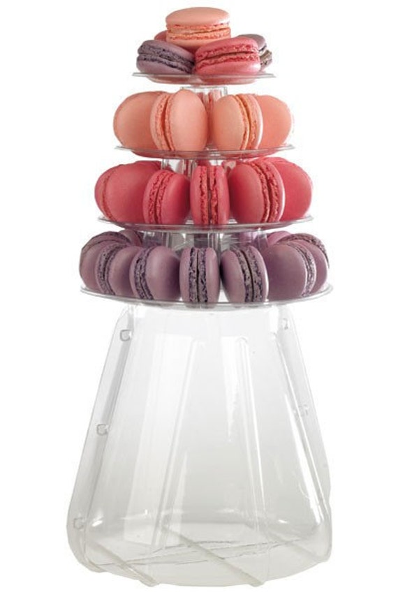4 Tier Round Macaron Tower with Carrying Case Macaron Stand Tower 