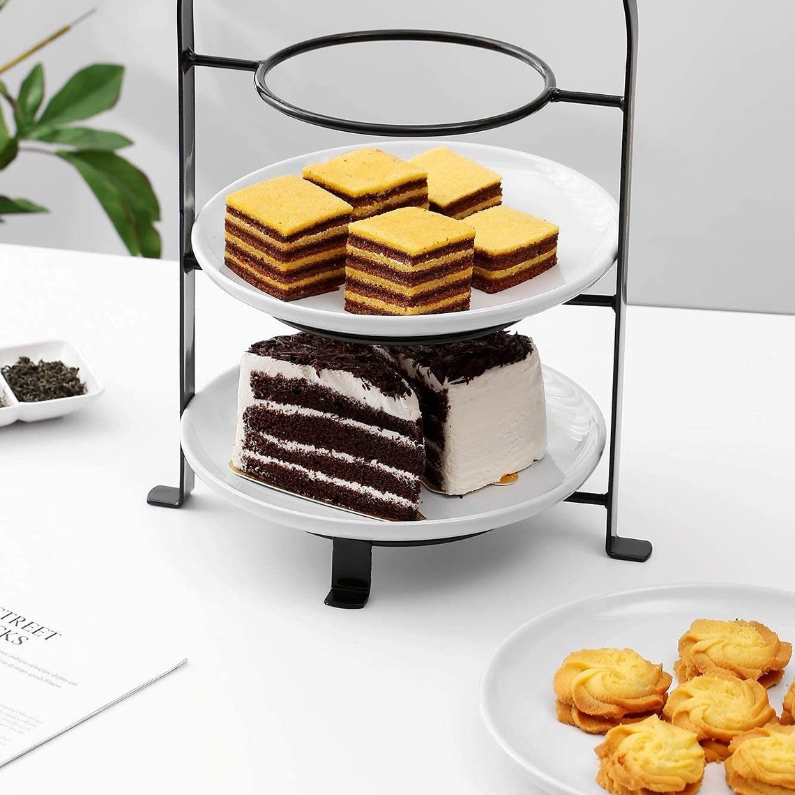 3 Tier Graphite Serving Plate Stand With Birdplates Included Etsy