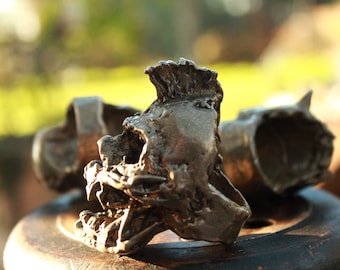 Hand forged Massive Bronze Skull ring