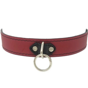 1 Ring Red Leather Collar