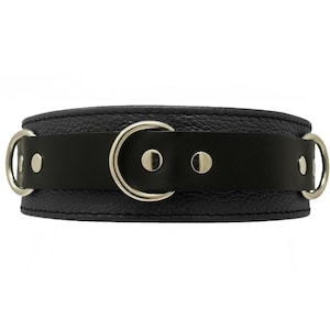 2&quot; Wide Black Comfort Leather Locking Collar