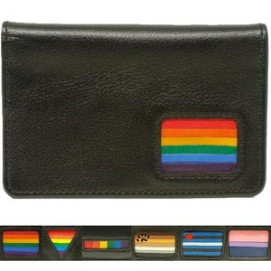Cartera para tarjetas de crédito con la bandera del orgullo gay, 6 diseños diferentes, color negro
