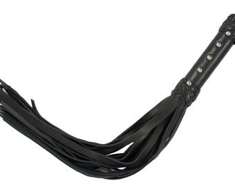 Bondage Black Leather 20" Strap Whip